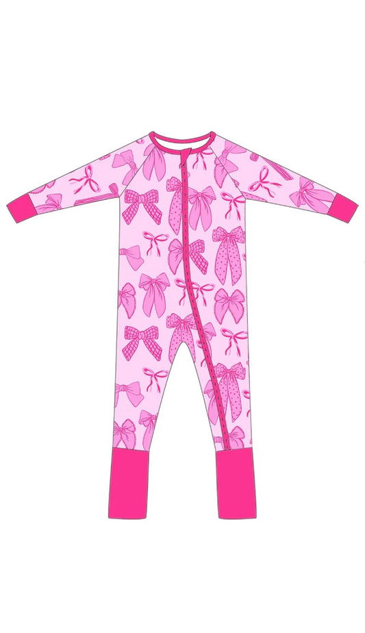 Pink Bow Zipper Pajamas