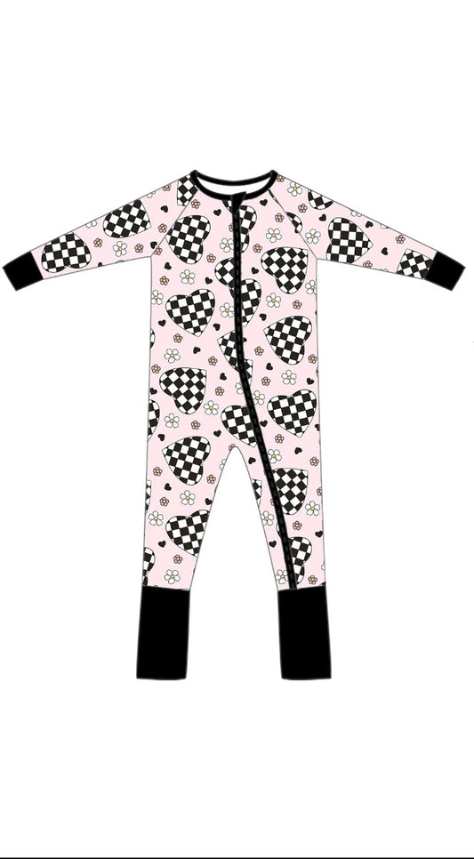 Groovy Heart Zipper Pajamas - Infants