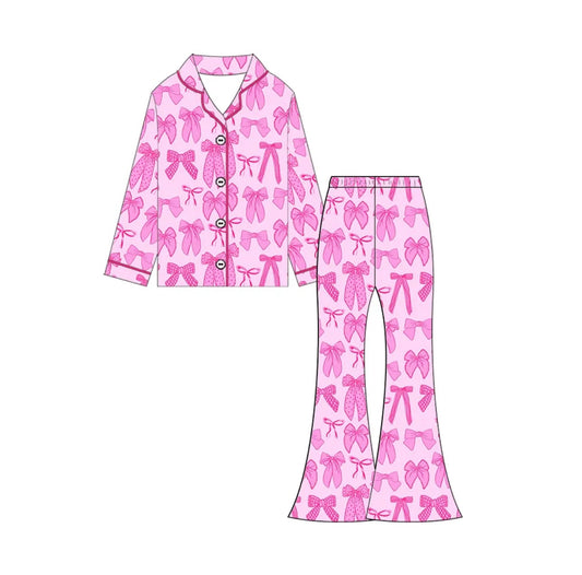 Pink Bow Flare Pant Pajamas